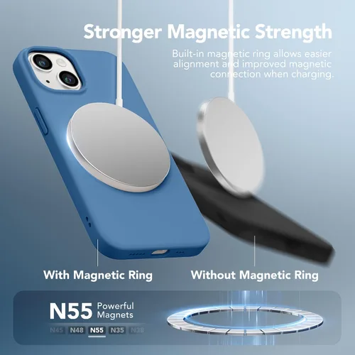 Miniatura 3 de GONEZ Funda magnética para iPhone 14, compatible con Magsafe, con protector de pantalla + protector de cámara, forro de microfibra antiarañazos