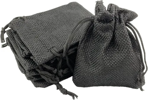 Miniatura 8 de Palmhomee Paquete de 20 bolsas de regalo de arpillera con cordón, bolsas de joyería de lino, bolsas de yute de boda para joyas y bolsas