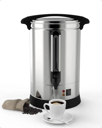 TROPOW Urna de café de 100 tazas, 18 L/4.8 galones de acero inoxidable de gran capacidad, dispensador de bebidas calientes y café caliente con