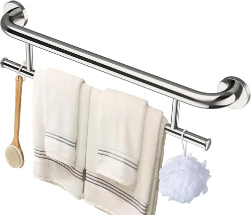 Miniatura 22 de Toallero de níquel cepillado con barra de agarre, mango de soporte equilibrado de seguridad de acero inoxidable de 17 pulgadas, toallero