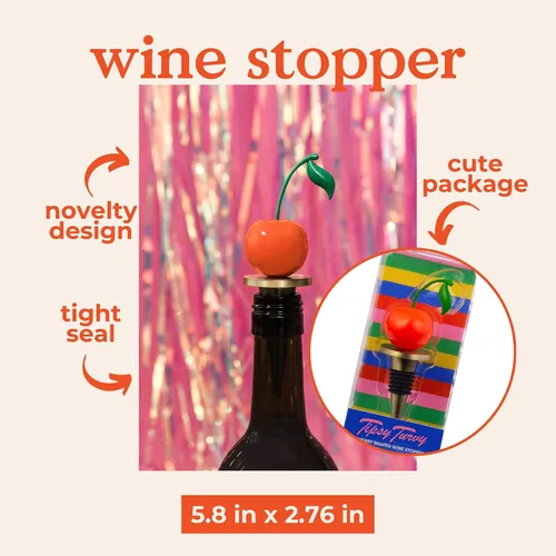 Miniatura 9 de ban.do Lindo tapón de vino, corcho para botella de vino o champán, tapón de vino de metal, herramienta de bar y decoración del hogar, cereza