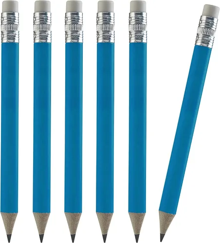 Miniatura 5 de TH Golf 100 piezas de lápices de golf, lápices mini de medio tamaño de 4 pulgadas con goma de borrar, madera afilada, mini redondos para escuelas