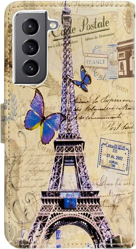 Miniatura 8 de Bcov Funda para Samsung Galaxy S22, Postal de la Torre Eiffel multifunción Funda de cuero para teléfono con múltiples ranuras para tarjetas, correa