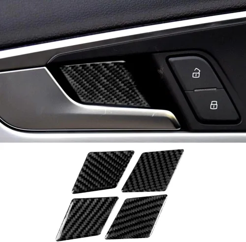 Miniatura 14 de Blazeray Accesorios interiores de fibra de carbono, cubierta decorativa, ajuste adhesivo para Audi A4 B9 2017-2019 (cubierta de perilla central)
