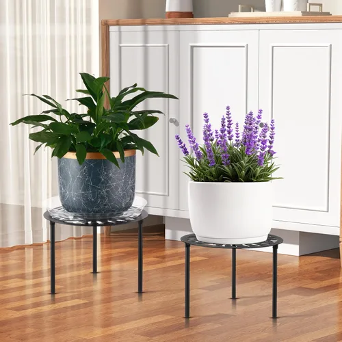 Miniatura 7 de Paquete de 5 soportes de metal resistente de 12 pulgadas para macetas grandes para interiores y exteriores, soporte para macetas de hierro a prueba
