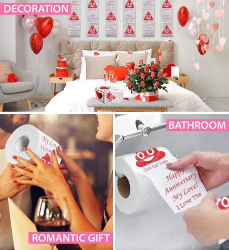 Miniatura 5 de Printed TP Happy Anniversary My Love! I Love You - Broma de papel higiénico impreso, divertido regalo sorpresa de aniversario para novio, novia