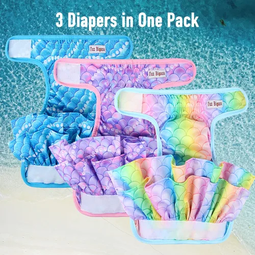 Miniatura 4 de Pañales para perros hembra (paquete de 3), pañales reutilizables para mascotas para perras, lavables, falda de pañal para perros en celo, período