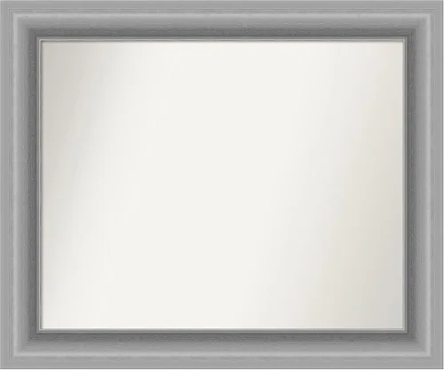 Miniatura 204 de Amanti Art Espejo de baño plateado para sobre fregadero, 26 x 26 pulgadas, espejo cuadrado de níquel pulido, marco de madera tradicional mediano, se