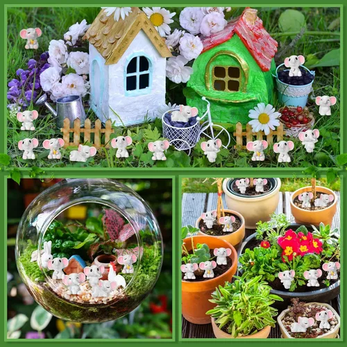 Miniatura 5 de Beeveer 36 piezas de minifiguras de elefantes de animales en miniatura, juguetes de elefante, decoración de pasteles de resina, paisaje de musgo