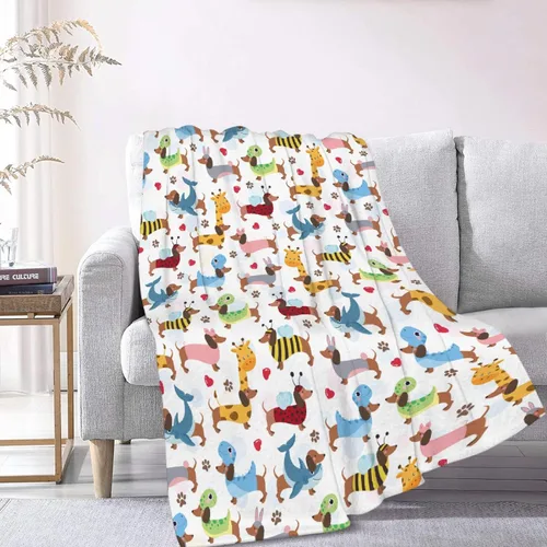 Miniatura 9 de Linda manta de franela de perro salchicha para niños, adultos, adecuada para sofá, cama, campamento, viajes, todas las estaciones, 30 x 40 pulgadas