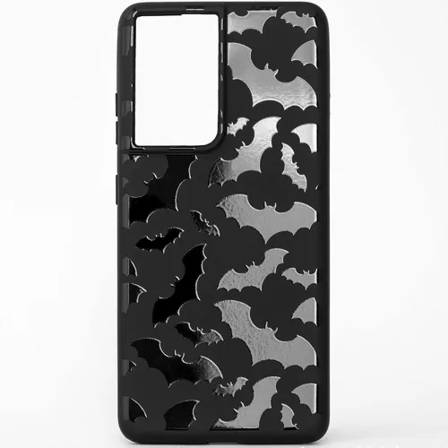 Funda de teléfono negra mate compatible con Samsung Galaxy S22 Ultra 5G 2022 – Funda de goma a prueba de golpes, lindos murciélagos, espeluznante,