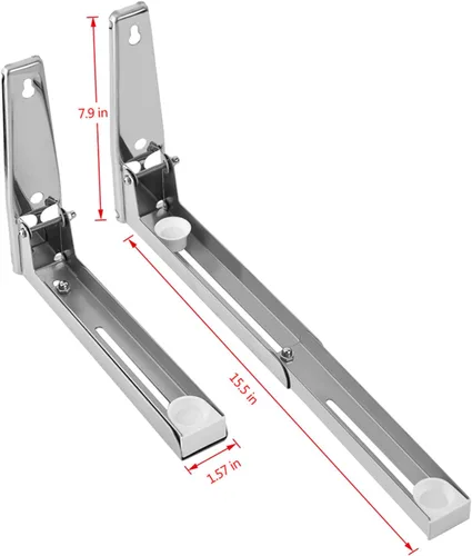 Miniatura 4 de Soporte de pared para estante, soporte universal de acero inoxidable para microondas, estante plegable ajustable y resistente, para accesorios