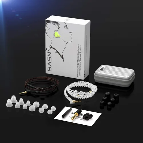 Miniatura 6 de BASN Bmaster - Auriculares intraurales con aislamiento de ruido, monitor de 1BA+2DD con armadura equilibrada híbrida de dos controladores IEM