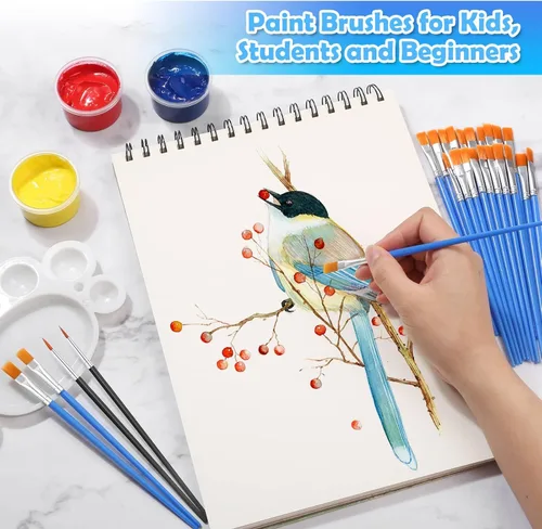 Miniatura 2 de 70 piezas de pinceles de pintura pequeños, pinceles de punta plana y redonda para niños, pinceles de pelo de nailon para acrílico, acuarela, lienzo