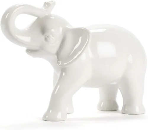Miniatura 4 de Abbott Collection - Figura decorativa de elefante (cerámica, tamaño grande), color blanco