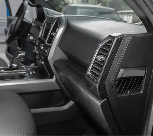 Miniatura 5 de Keptrim Dash - Recorte de ventilación de salida de aire acondicionado para Ford F-150 2015-2020, fibra de carbono ABS, 3 piezas