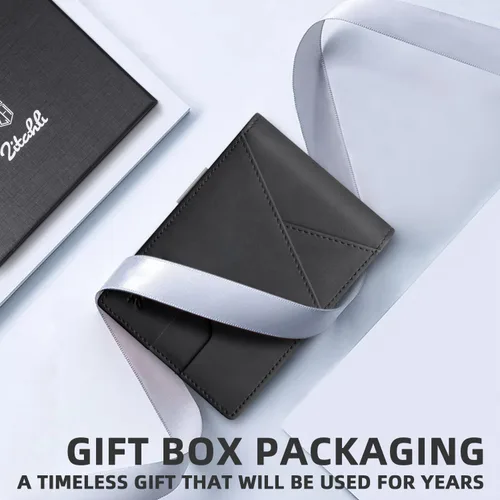 Miniatura 26 de Zitahli - Billeteras delgadas RFID para hombres, billetera de cuero flexible con clip de dinero, cartera minimalista con bolsillo frontal
