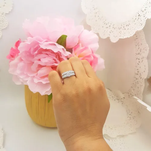 Miniatura 5 de Dazzlingrock Collection Anillo de compromiso de 0,25 quilates (quilates) con diamantes de corte redondo para mujer, plata de ley de 14 quilates