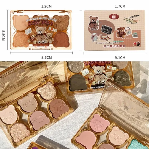 Miniatura 7 de Paleta de sombras de ojos de 6 colores mate y brillante, sombras de ojos mezclables y duraderas Sombra de ojos mezclable y construible Maquillaje