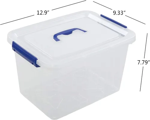 Miniatura 2 de Paquete de 4 cajas de almacenamiento de plástico de 10 L, caja de almacenamiento transparente con tapa Secure Side Buckle Latches, Dustproof Lid