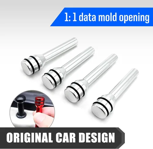 Miniatura 5 de Kit de 4 pestillos para puerta de automóvil, 1.93 x 0.47 pulgadas, aleación de color sólido, perilla de bloqueo de puerta interior, accesorio