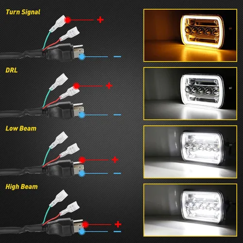 Miniatura 3 de BESTZHEYU 2 faros delanteros de 5 x 7 compatibles con Chevy Express 1500 2500 3500 Cargo Van F-150 F-250 F-350 Wrangler YJ Cherokee XJ Kenworth T300
