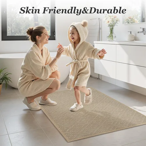 Miniatura 7 de AMOAMI Tapete de baño fino, súper absorbente, antideslizante, parte trasera de goma, tapetes de baño para baño, secado rápido, superficie