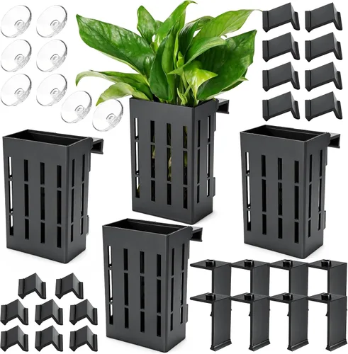 Miniatura 10 de Borlech Soporte de Planta de Acuario Grande Mejorado con Ganchos y Ventosas para Cultivo de Plantas Acuapónicas en Tanque de Peces y Decoraciones