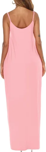 Miniatura 5 de OFEEFAN - Maxivestido de verano para mujer, diseño con tirantes delgados y bolsillos.