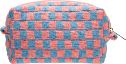 Miniatura 13 de PAZIMIIK Bolsa de Maquillaje a Cuadros para Bolso Portátil con Cremallera, Estuche Pequeño de Cosméticos para Accesorios de Viaje, Azul Ártico