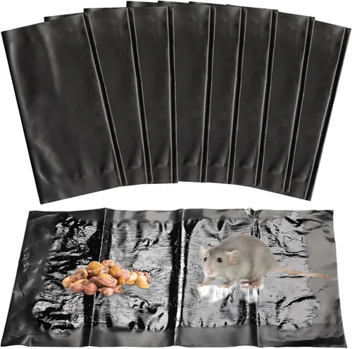 Qualirey 8 trampas adhesivas grandes de pegamento para ratones, trampas adhesivas negras para ratas, cucarachas, roedores, tapetes resistentes