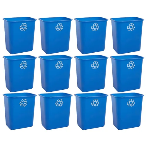 Miniatura 8 de United Solutions Papelera de reciclaje de 7 galones / 28 cuartos de galón, se adapta debajo del escritorio y espacios pequeños y estrechos en Azul