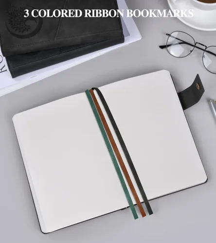 Miniatura 6 de PAIBAS Cuaderno en blanco, cuaderno de bocetos A5 de cuero de tapa dura con 200 páginas de papel grueso en blanco para hombres y mujeres, diario