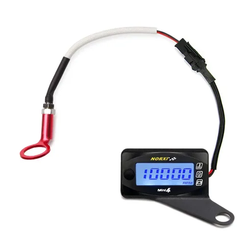 Miniatura 10 de Medidor multifunción 4 en 1 para motocicleta, mini 13.1 ft (tacómetro RPM+temperatura de culata+voltímetro+reloj) Medidor multifuncional 4 en 1