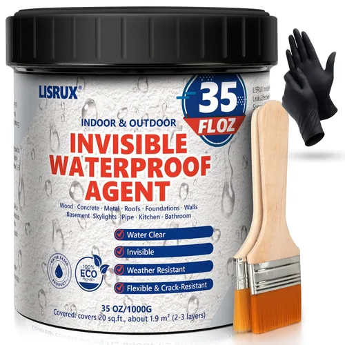 Sellador impermeable de 35 onzas, revestimiento impermeable transparente, a base de agua, agente impermeable invisible a base de agua para techo,
