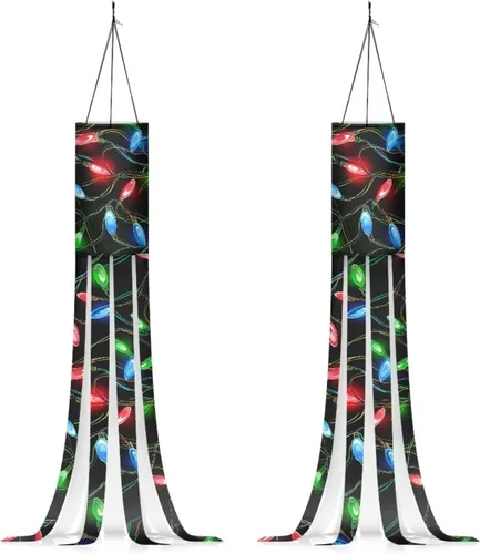 Miniatura 36 de Binienty 4th of July Winsock Patriotic Outdoor Decor Wind Socks Hanging Flag Welcome Home Decoration Party Yard Hanging Windsock, 2 Pcs Set Decor