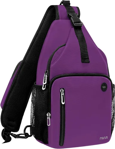 Miniatura 22 de MOSISO Mochila tipo bandolera, bolsa de hombro cruzada, bolsa de viaje para senderismo, bolsa de pecho con bolsillo frontal cuadrado y puerto