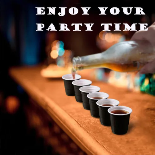 Miniatura 7 de 100 unidades de mini vasos negros para shot de 2 oz, desechables y de tamaño pequeño, perfectos para fiestas, degustaciones, muestras y más