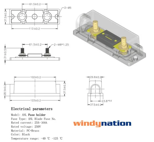Miniatura 5 de WindyNation Soporte de fusible ANL + fusible (2 piezas 30A)