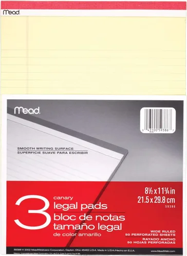 Miniatura 6 de Mead Canary Junior - Bloc de notas jurídicas, 5 x 8 pulgadas, paquete de 4, 50 hojas (59382)