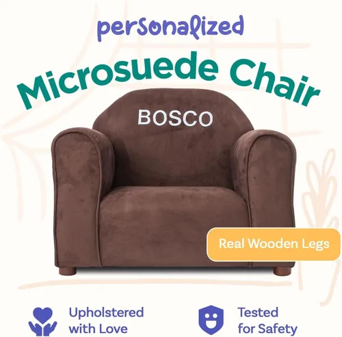 Miniatura 3 de Keet Silla infantil personalizada, personaliza con nombre, tapicería de microgamuza suave, sillón bordado para niños, marco de madera resistente