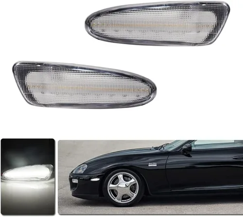 Lámpara LED blanca de lente transparente compatible con Toyota SUPRA MK.4 1997 1998 y Toyota Celica 2000-2005 Luz de marcador lateral de Lente