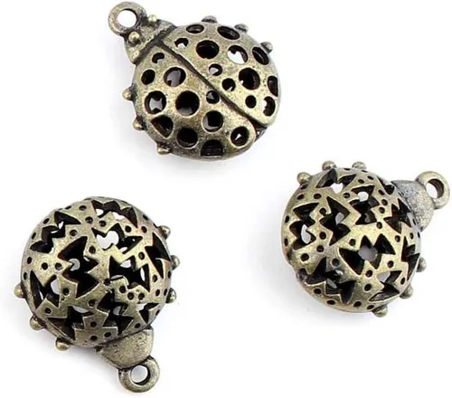 Joyería Fabricación Hallazgos Antiguos Bronce Encantos FL14807 Hueco Mariquita Artesanía Lotes Reparación Suministros