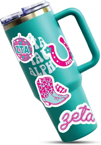 Miniatura 3 de Zeta Tau Alpha - Hoja de calcomanías de vinilo de diseño occidental con diseños con licencia oficial, adhesivo extraíble, 10 calcomanías por hoja