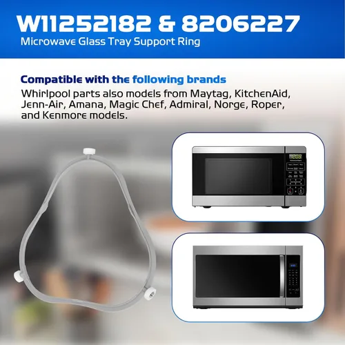 Miniatura 4 de W11252182 8206227 Anillo de soporte para plato giratorio de microondas, para piezas de microondas Whirlpool, soporte de bandeja de vidrio compatible