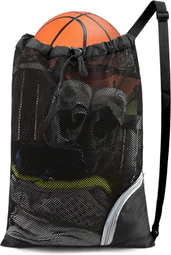 Mochila de cordón BeeGreen para hombres y mujeres atlética para el gimnasio, deportes, entrenamiento, playa, natación, Negro, X-Grande
