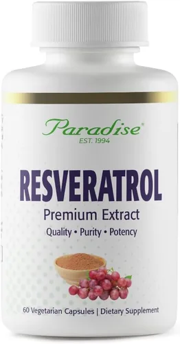 Paradise Herbs Resveratrol, antioxidante, vegano, sin OMG, sin gluten, 60 cápsulas vegetarianas