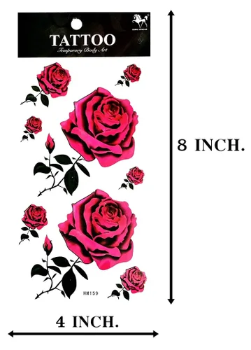 Miniatura 2 de ONCEX - Rosas de hoja de Temporary Tattoos para hombres y mujeres, diseño realista, hermosa flor de rosa, día de San Valentín, caricatura, tatuaje