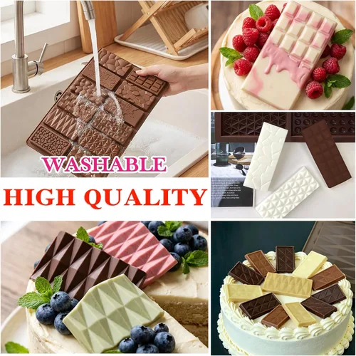 Miniatura 5 de 1 molde de silicona para chocolate, molde cuadrado de silicona, molde de barra de chocolate antiadherente, molde de chocolate reutilizable