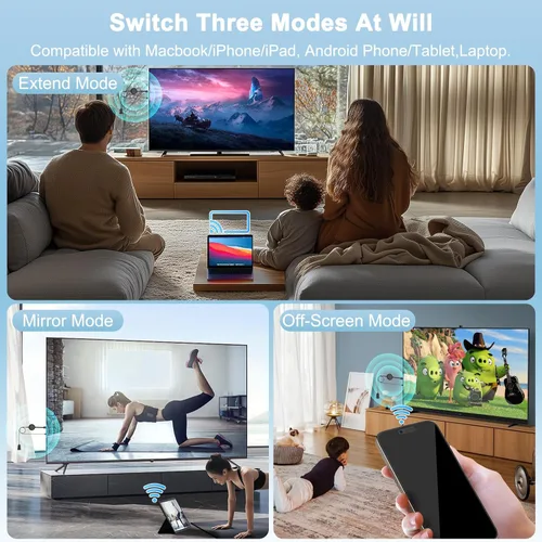 Miniatura 6 de Adaptador de pantalla HDMI inalámbrico, adaptador de espejo de pantalla HD 1080P Extensor para teléfono inteligente, tableta, laptop, ventana a